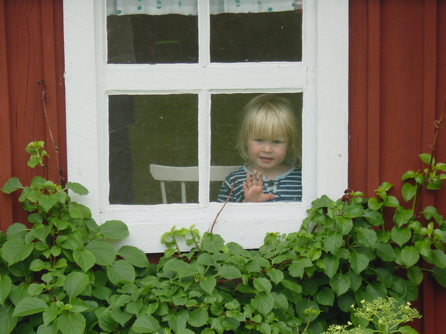 Malé dievča za oknom